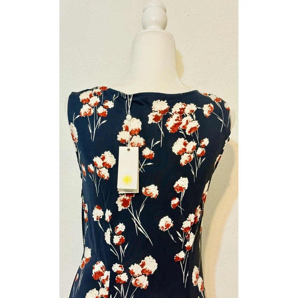 NWT Tory Burch Size Medium Floral Zandi Dress Petrol Grey Field Feminine Prairie